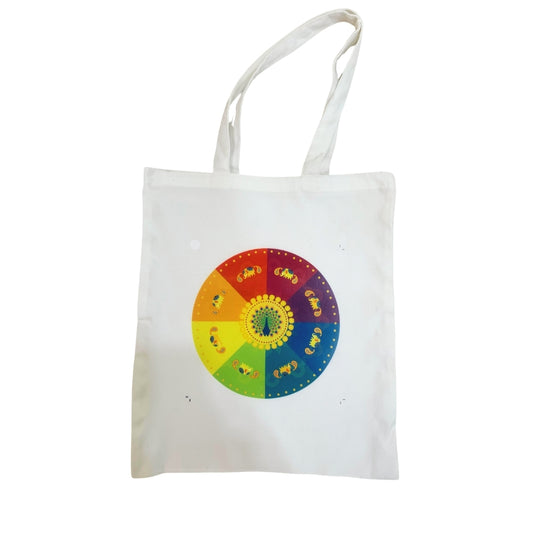 Set of 2, White printed polycotton bags 15inch by 15 inch