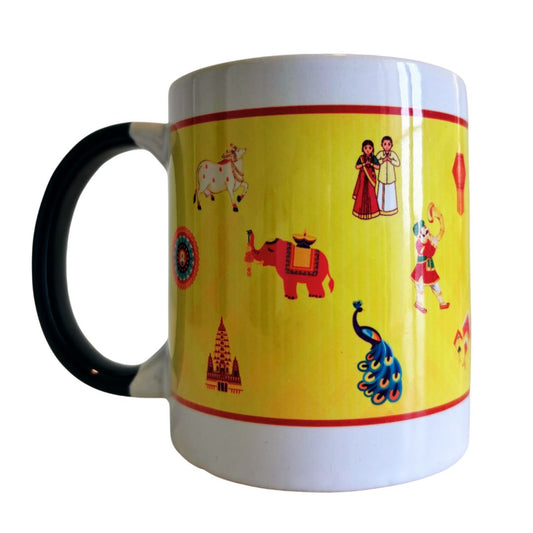 Bright Yellow Indian Culture Mug