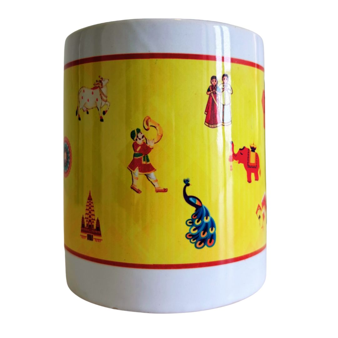 Bright Yellow Indian Culture Mug
